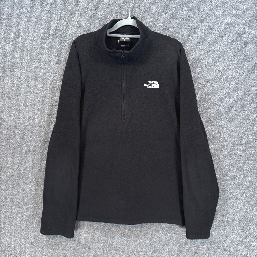 The North Face TKA 100 Fleece Sweater Mens XXL Black 1/4 Zip Mock Neck Pullover